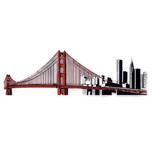 Golden Gate Bridge With City Skyline PNG Bsn12 PNG