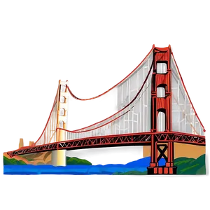 Golden Gate Bridge With City Skyline PNG Nbr
