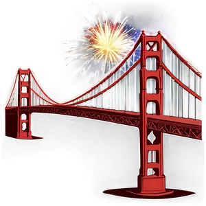 Golden Gate Bridge With Firework Celebration Png Ofg81 PNG image