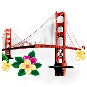 Golden Gate Bridge With Flowers In Foreground PNG Ipa