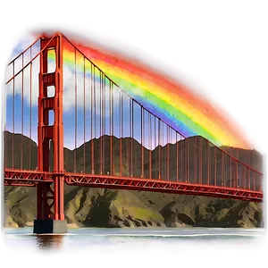 Golden Gate Bridge With Rainbow PNG Anl38