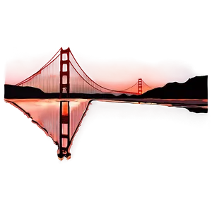 Golden Gate Bridge With Red Sunset Sky PNG 06122024 PNG