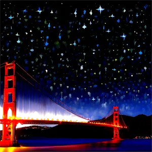 Golden Gate Bridge With Starry Night PNG Xxg