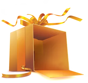 Golden Gift Box Open Ribbon