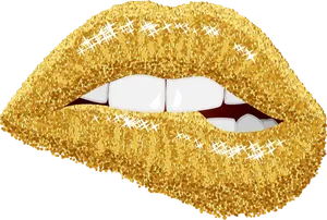 Golden Glitter Lips Illustration PNG image