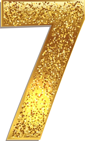 Golden Glitter Number Seven PNG image