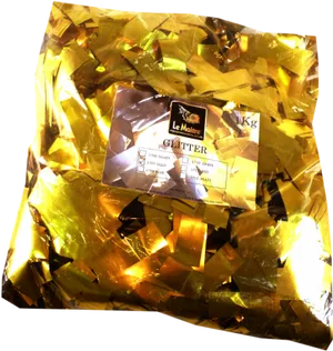 Golden Glitter Packaging Le Maitre PNG image