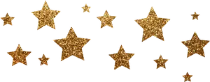 Golden Glitter Stars Black Background PNG image