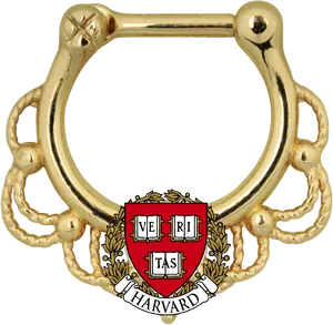 Golden Harvard Septum Ring PNG