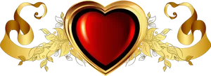 Golden Heart Banner Design PNG image