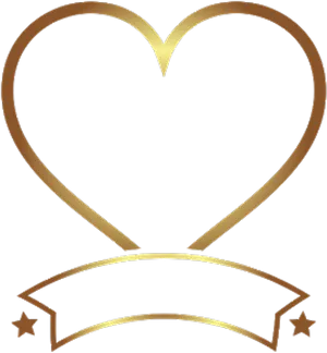 Golden Heart Banner Frame PNG