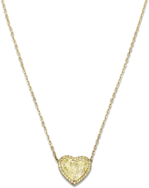 Golden Heart Diamond Necklace PNG image