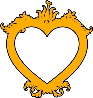 Golden Heart Frame Design PNG image