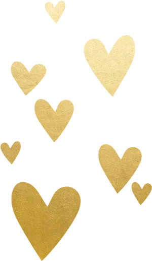 Golden Hearts Black Background PNG image