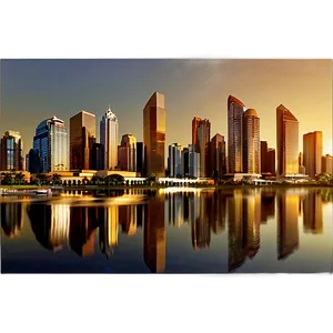 Golden Hour Cityscape Photo PNG Buu