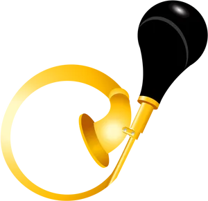 Golden Hunting Horn Vector PNG image