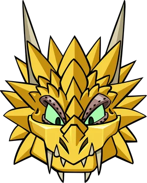 Golden Hydra Head_ Cartoon Illustration.png PNG image