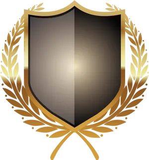 Golden Laural Wreath Shield Graphic PNG image