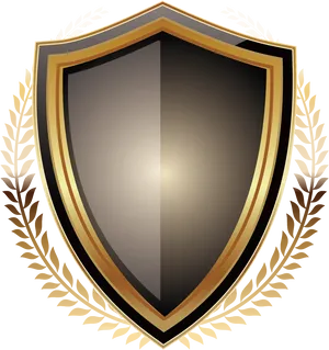 Golden Laurel Wreath Shield PNG image