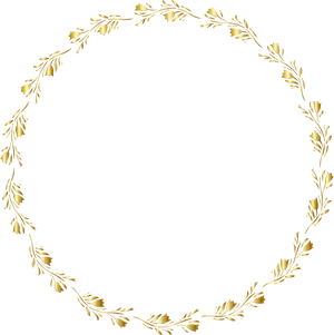 Golden Leaf Circle Frame PNG image