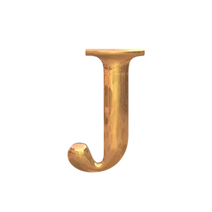 Golden Letter J3 D Rendering PNG