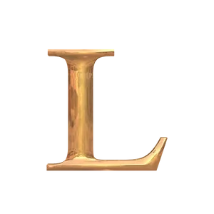 Golden Letter L3 D Rendering PNG