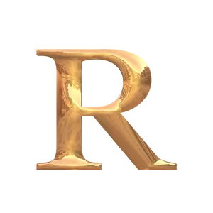 Golden Letter R3 D Rendering PNG