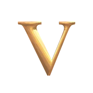 Golden Letter V3 D Rendering PNG