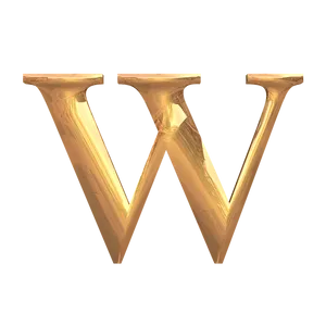 Golden Letter W3 D Rendering PNG