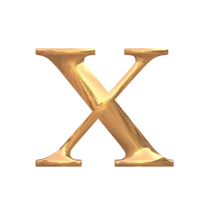Golden Letter Xon Teal Background PNG