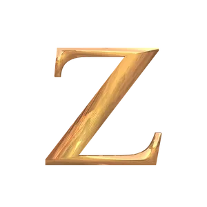 Golden Letter Z3 D Rendering PNG