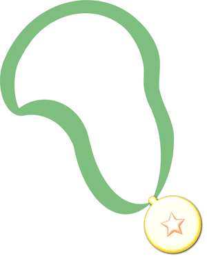 Golden Medalwith Green Ribbon
