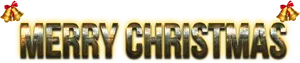 Golden Merry Christmas Text Banner PNG image