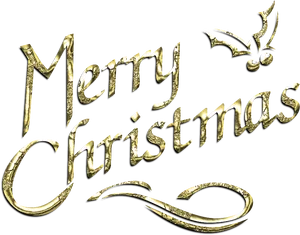 Golden Merry Christmas Text PNG image