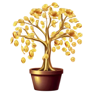 Golden Money Tree Design Png 11 PNG image