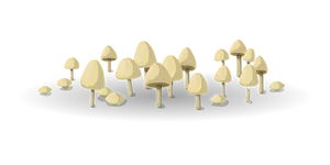 Golden Mushroom Cluster Illustration PNG image