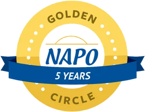 Golden N A P O Circle5 Years Anniversary Logo PNG image