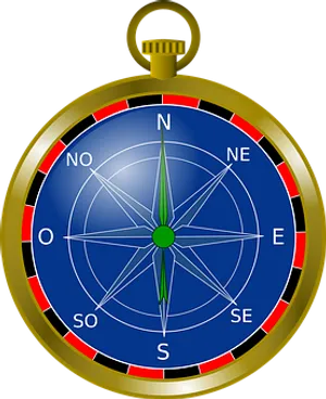 Golden Nautical Compass PNG image