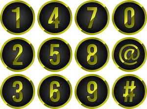 Golden Number Buttons Set