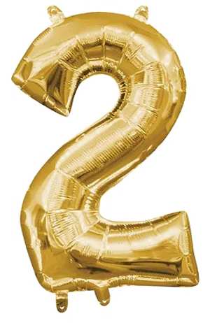 Golden Number2 Balloon PNG image