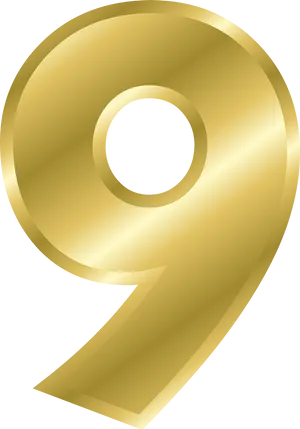 Golden Number9 Graphic PNG image