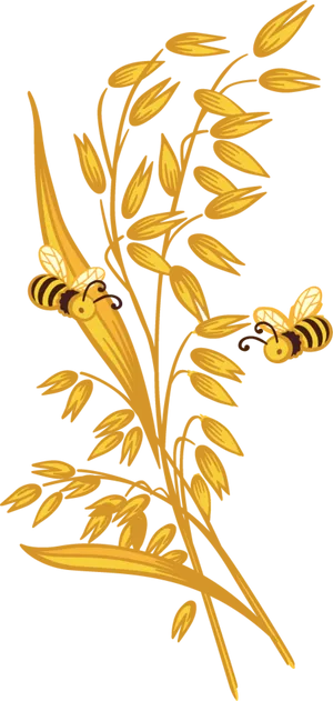 Golden Oatsand Bees Illustration PNG image