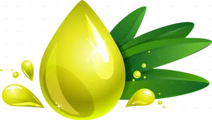 Golden Oil Drop On Leaves PNG