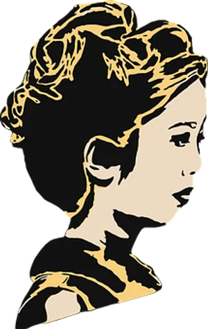 Golden Outlined Profile Art
