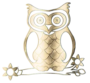 Golden Owl Artwork PNG image