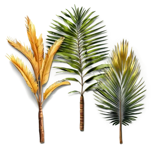Golden Palm Leaves PNG 82