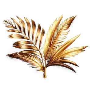 Golden Palm Leaves PNG Hir