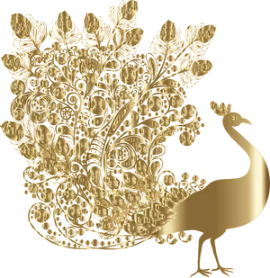 Golden Peacock Artwork PNG image