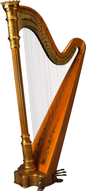 Golden Pedal Harp Isolated PNG image