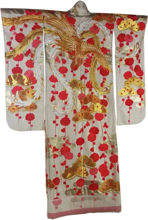 Golden Phoenix Kimono Design PNG image